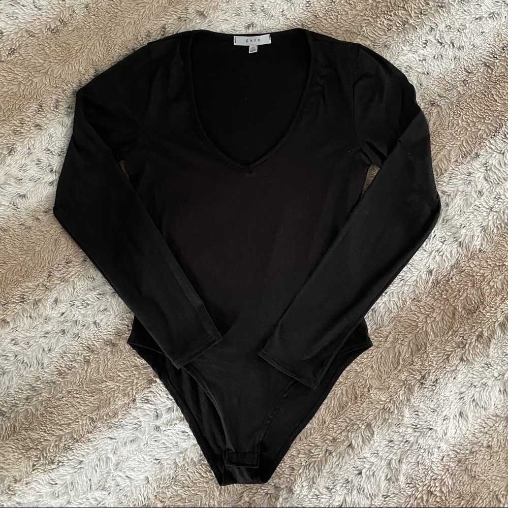 Black V-Neck Bodysuit